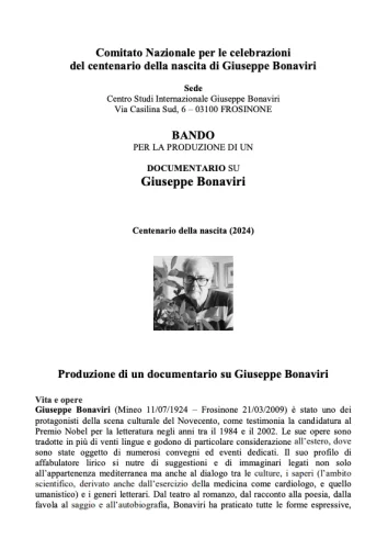 Bando per la produzione di un documentario su Giuseppe Bonaviri